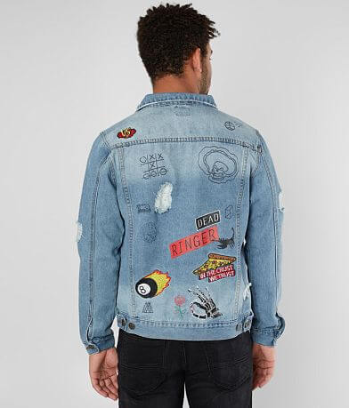 Rebel Star Patch Denim Jacket back view