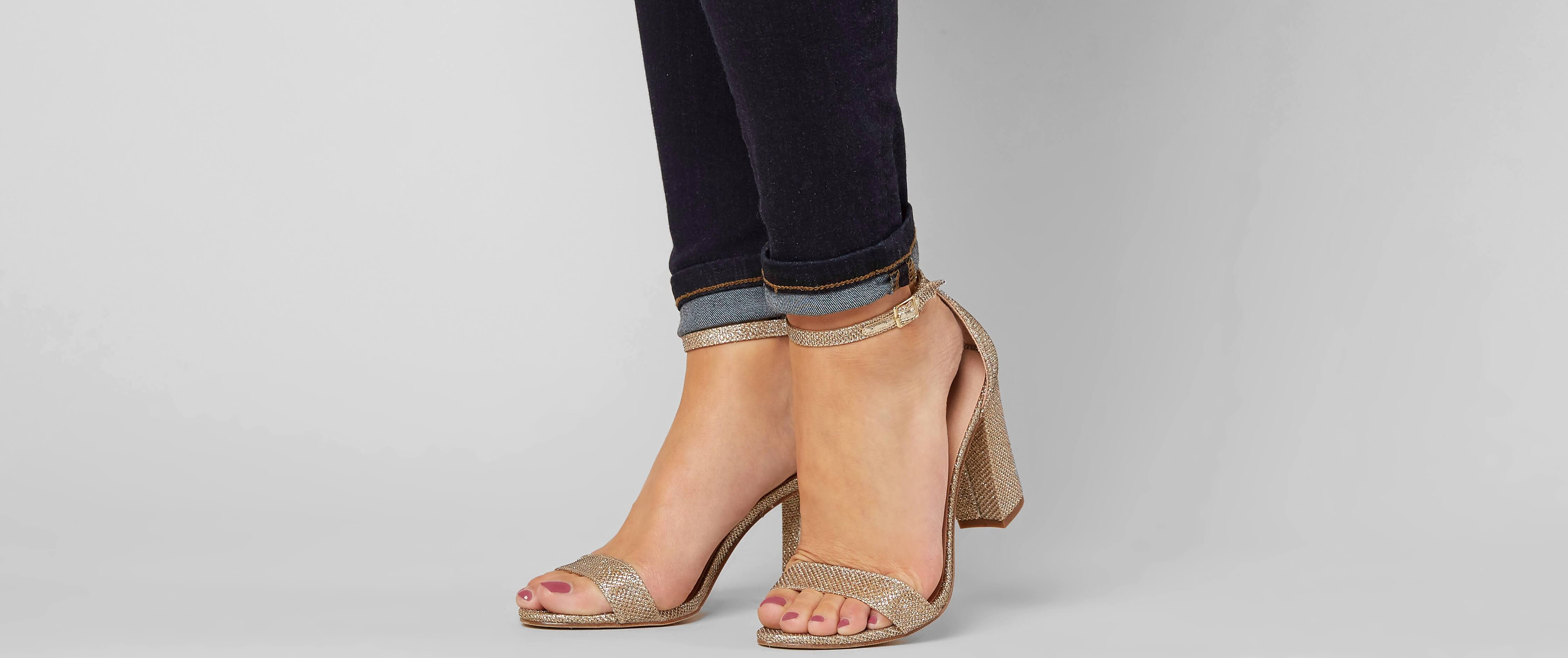 Madden Girl Beella Heeled Sandal Women's Shoes in Dark Gold Buckle