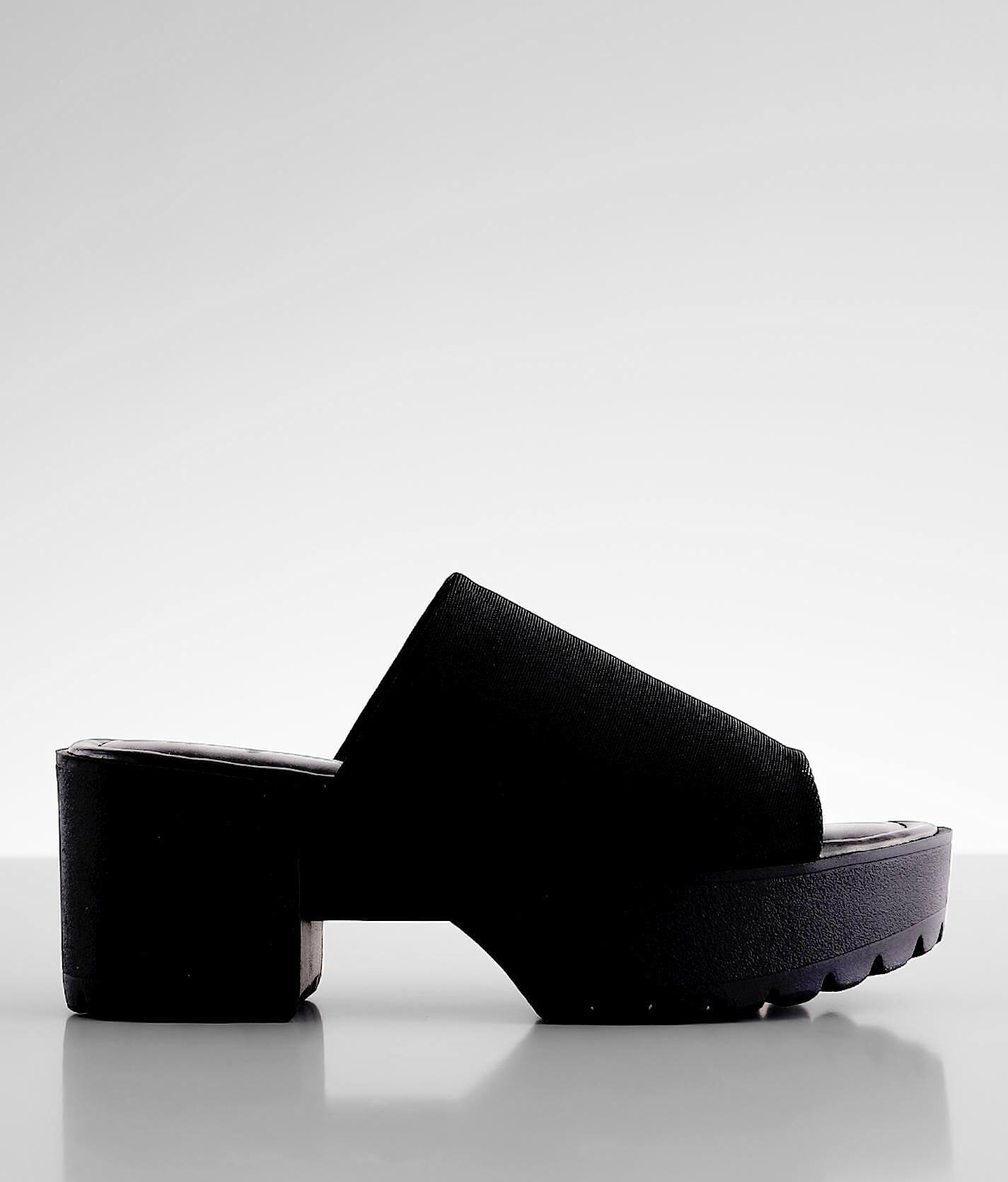 black chunky buckle sandals