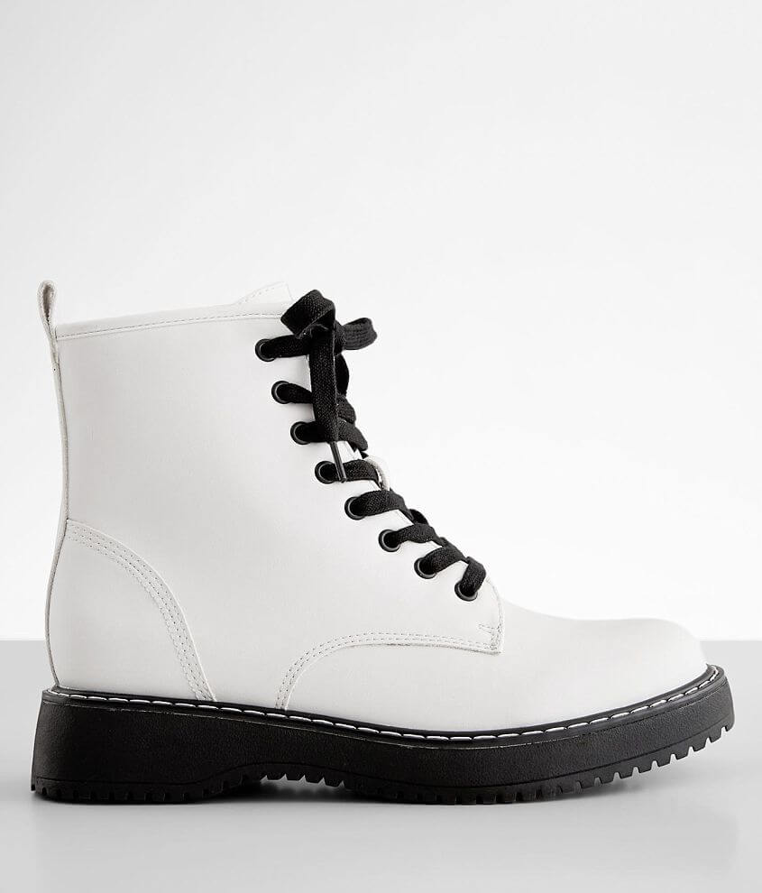 Madden Girl Kurrt Combat Boot - Women's Shoes in White | Buckle