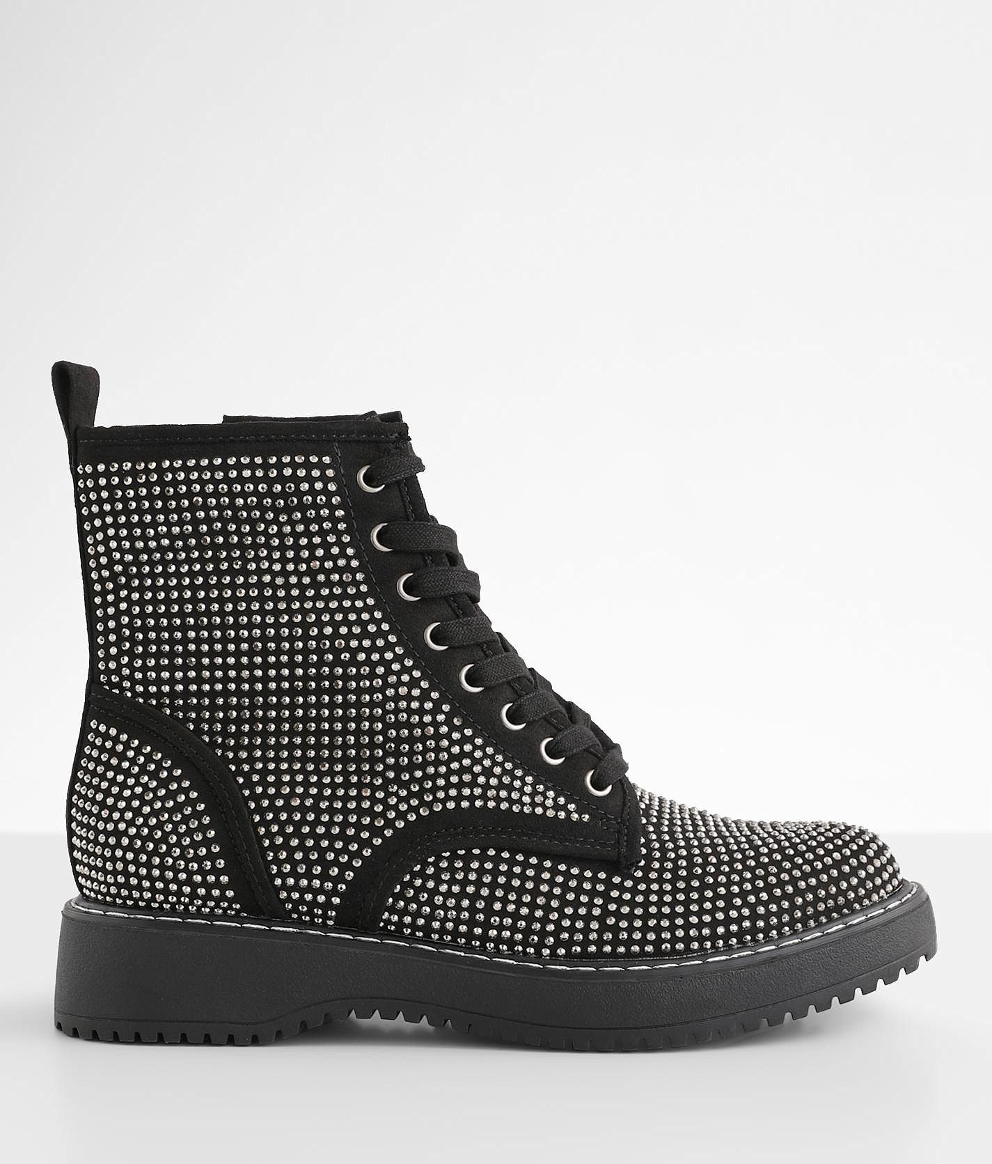 Madden Girl Kurrt Glitz Combat Boot - Women's Shoes in Black Multi