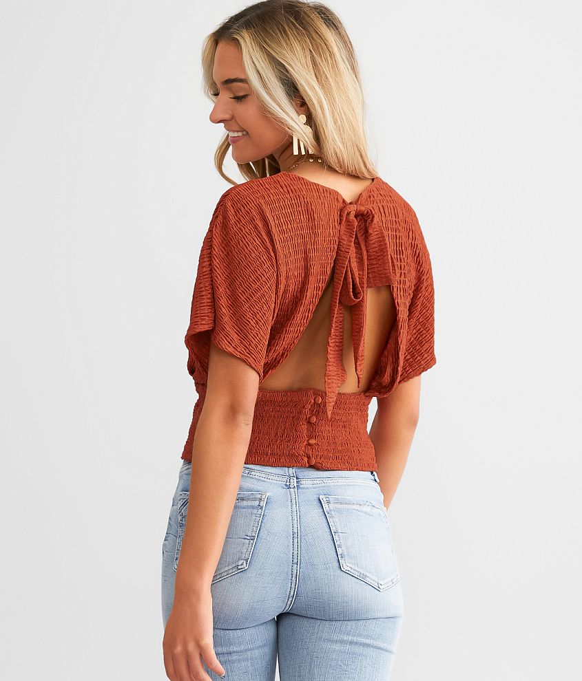 Dolman Sleeve Ruffle Waist Tie Top