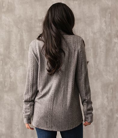 Buckle Black Textured Shacket back view