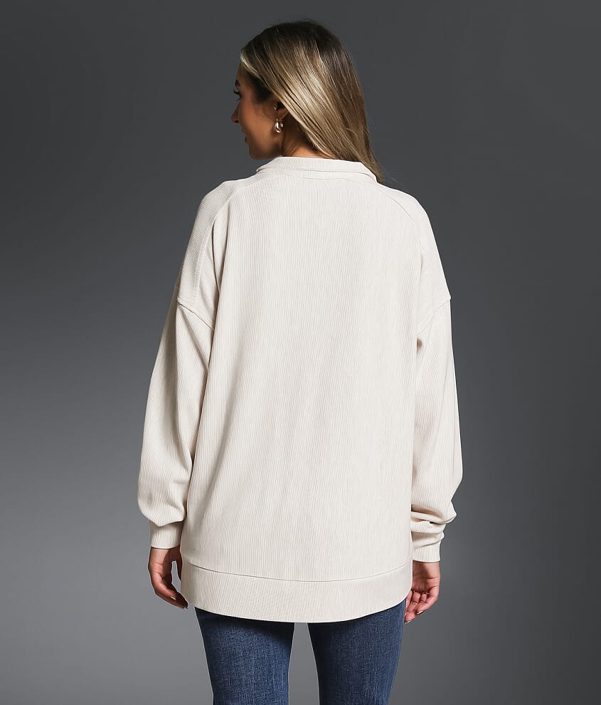 Ribbed Quarter Zip Pullover - thumbnail 4