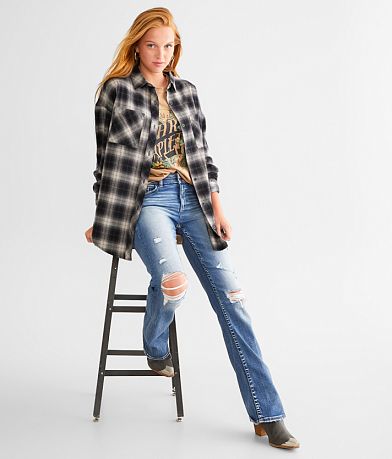 BKE Mixed Plaid Boyfriend Flannel Shirt MISC_DETAIL_2