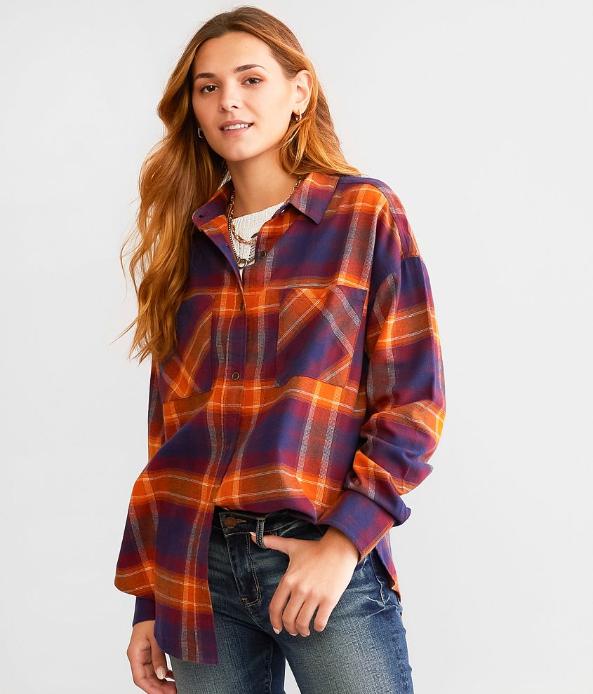 Orange gingham shirt womens best sale