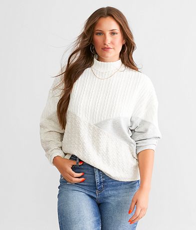 BKE Mock Neck Pullover front view