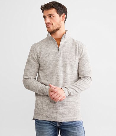 BKE Ribbed Henley Hoodie - Men's Sweatshirts in White