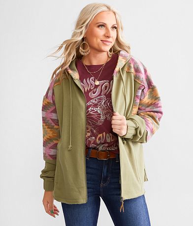 BKE Pieced Southwestern Hoodie front view