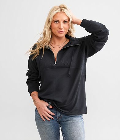 BKE Quarter Zip Mock Neck Pullover front view