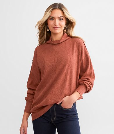 BKE Cowl Neck Knit Top front view