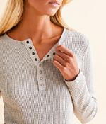 売れ筋商品|||ギャラクシーバイハルビック ニット&セーター アウター レディース Women's Oversize Loose Fitting Waffle-Knit Henley Thermal Sweater White 098e3089-84d5-4a79-9ac6-