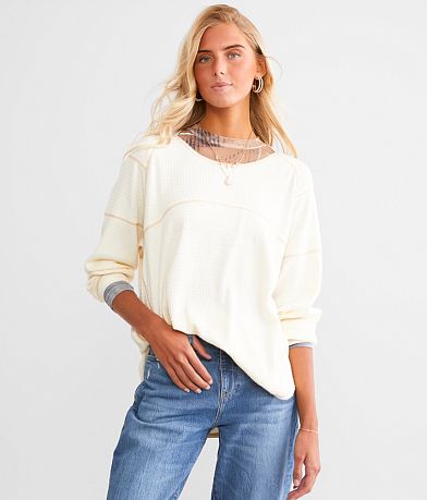 BKE Waffle Knit Top front view