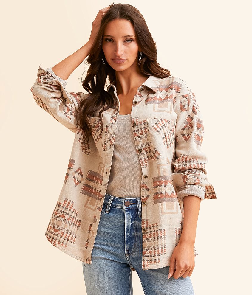 BKE Aztec Boyfriend Shirt front view