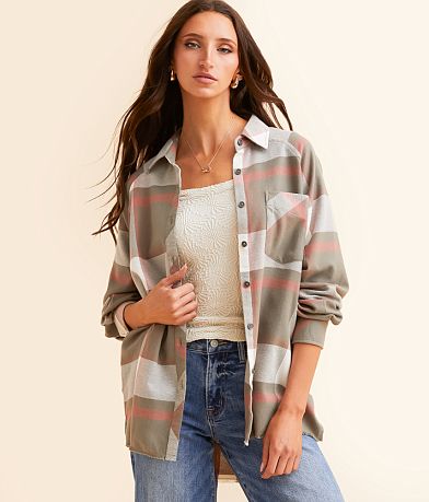 BKE Boyfriend Plaid Shirt front view