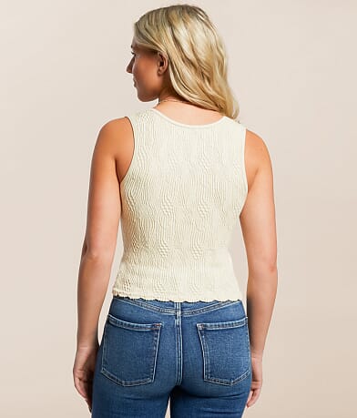 BKE core Textured Henley Tank Top back view