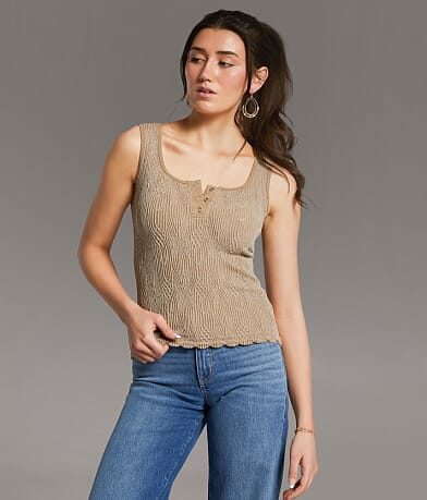 BKE core Textured Henley Tank Top front view