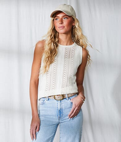 BKE Resort Crochet Tank Top front view