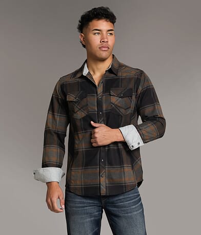 BKE Brushed Plaid Standard Shirt front view