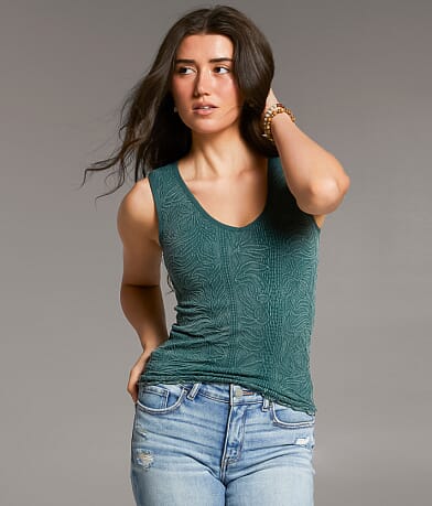 BKE core Floral Textured Tank Top front view