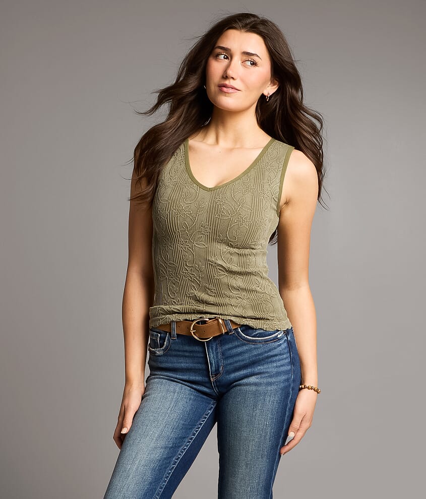 Floral Textured Tank Top