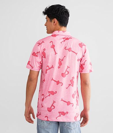 Departwest Flamingo Performance Stretch Polo back view