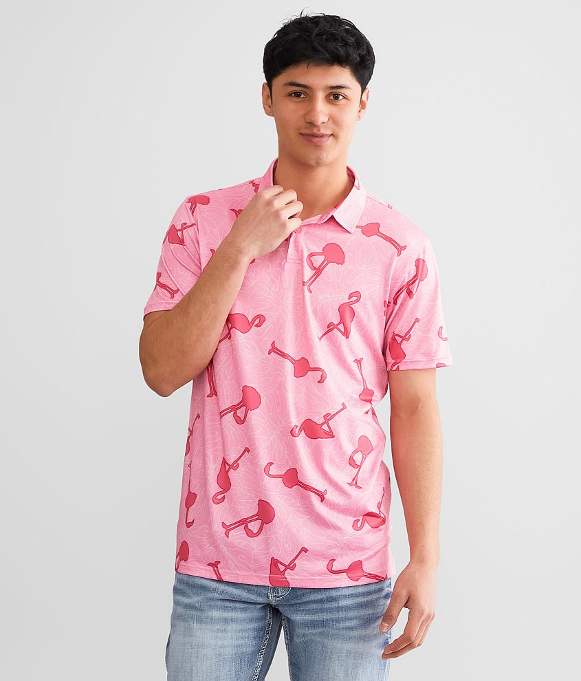 Pink flamingo polo clearance shirt