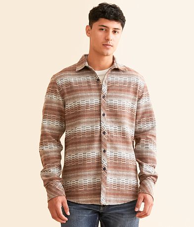 Departwest Striped Athletic Flannel Shirt front view
