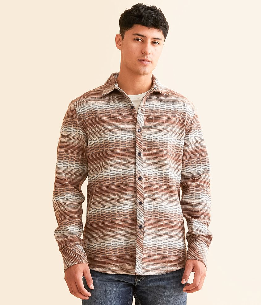 Departwest Striped Athletic Flannel Shirt front view