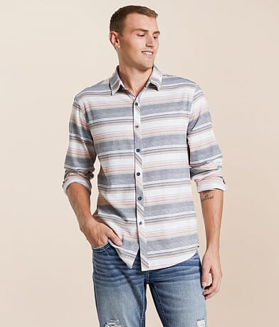 Departwest Striped Athletic Stretch Shirt front view
