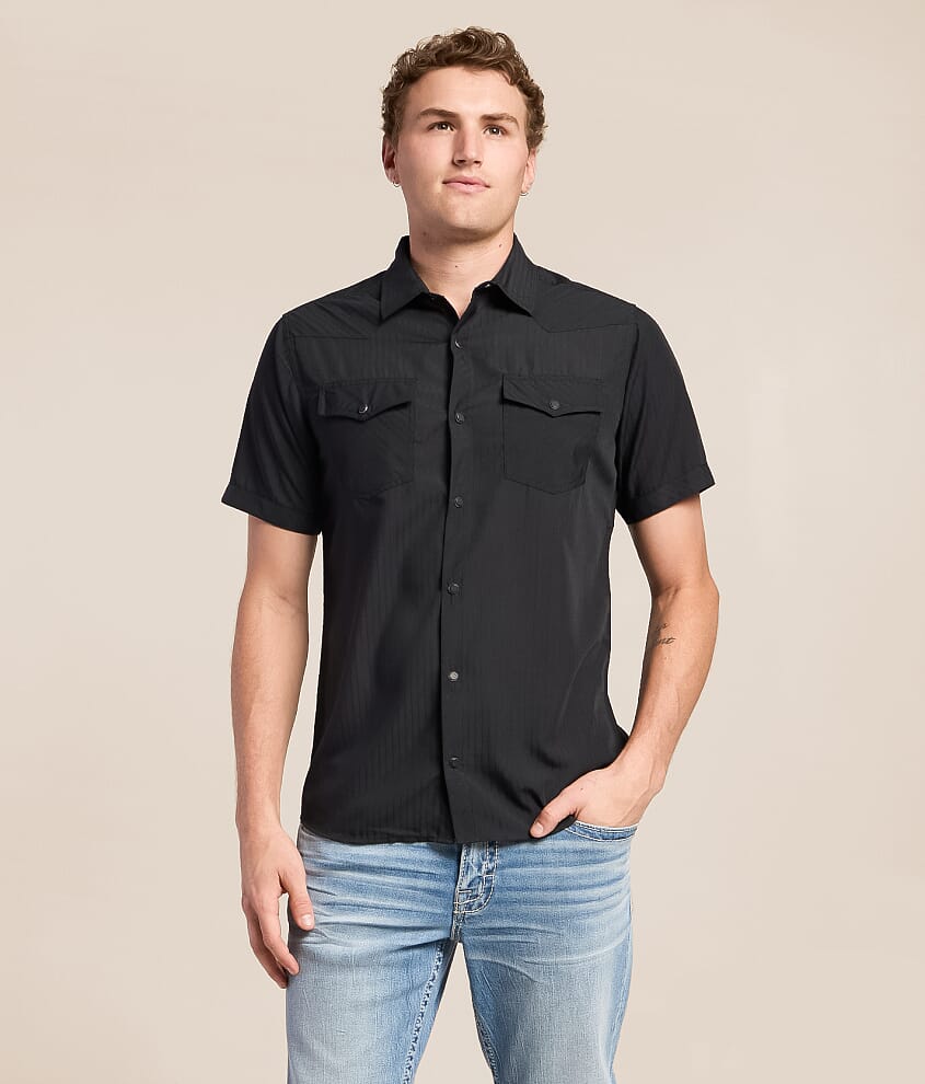 sia dressed in black Iron Heart IHSH-410-BLK 14oz Herringbone CPO Western Shirt Black main image 0