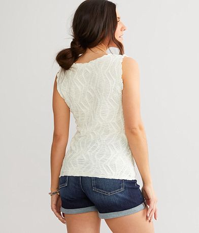 Gimmicks Textured Henley Tank Top BACK