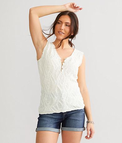 Gimmicks Textured Henley Tank Top FULL_RIGHT_SIDE