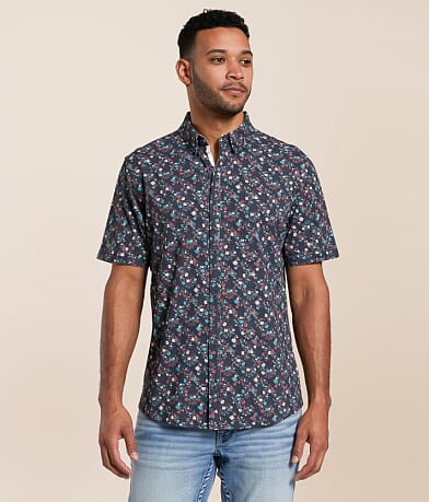 J.B. Holt Floral Athletic Performance Stretch Shirt front view