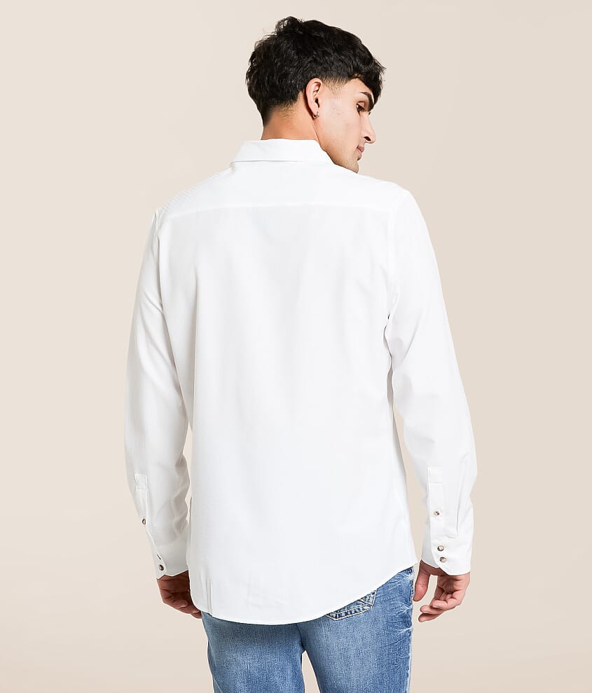 Tonal Striped Athletic Performance Stretch Shirt