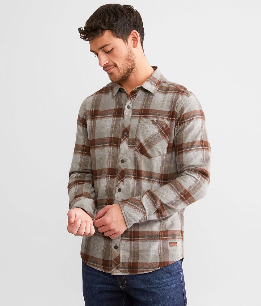 Outpost Makers Plaid Flannel Shirt - Men's Shirts in Light Grey Brown ...