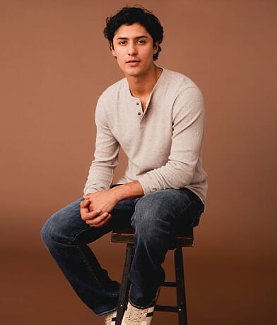 Outpost Makers Ribbed Snap Henley front view