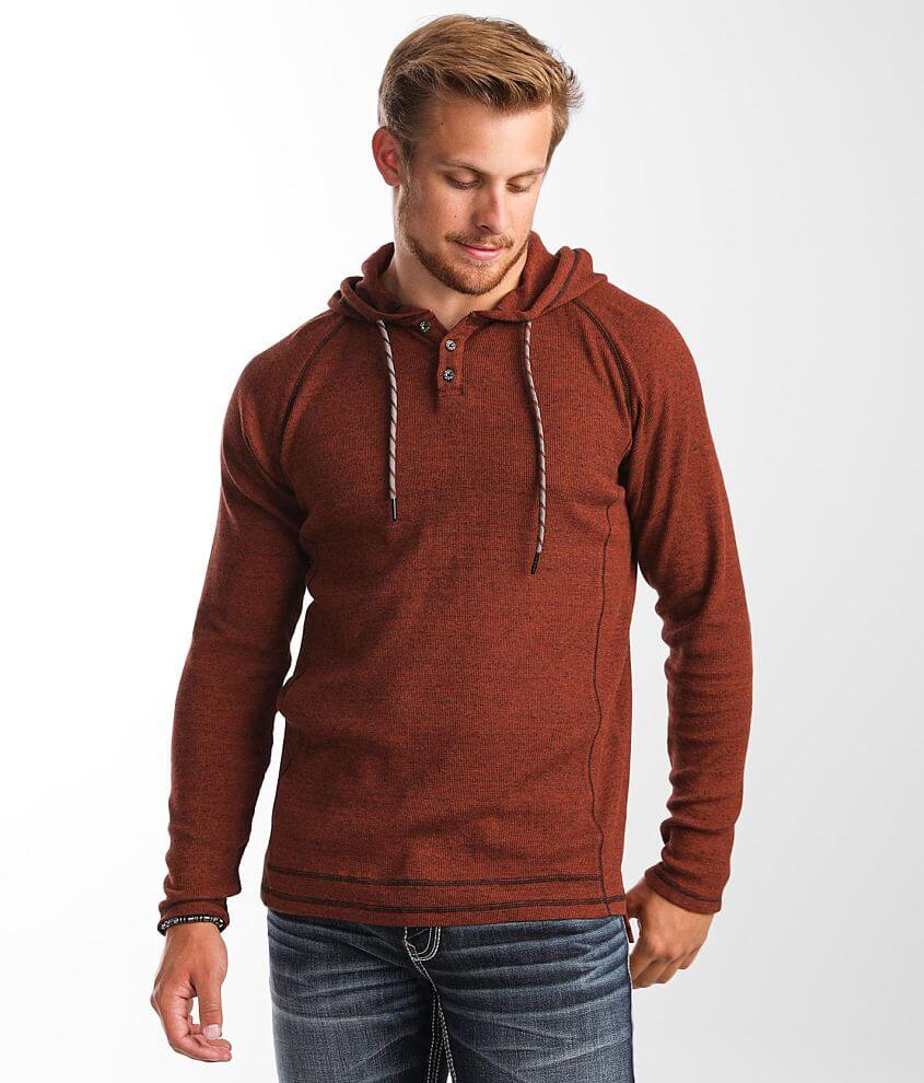 BKE Eduardo Thermal Henley Hoodie Men s Sweatshirts in Rust Buckle