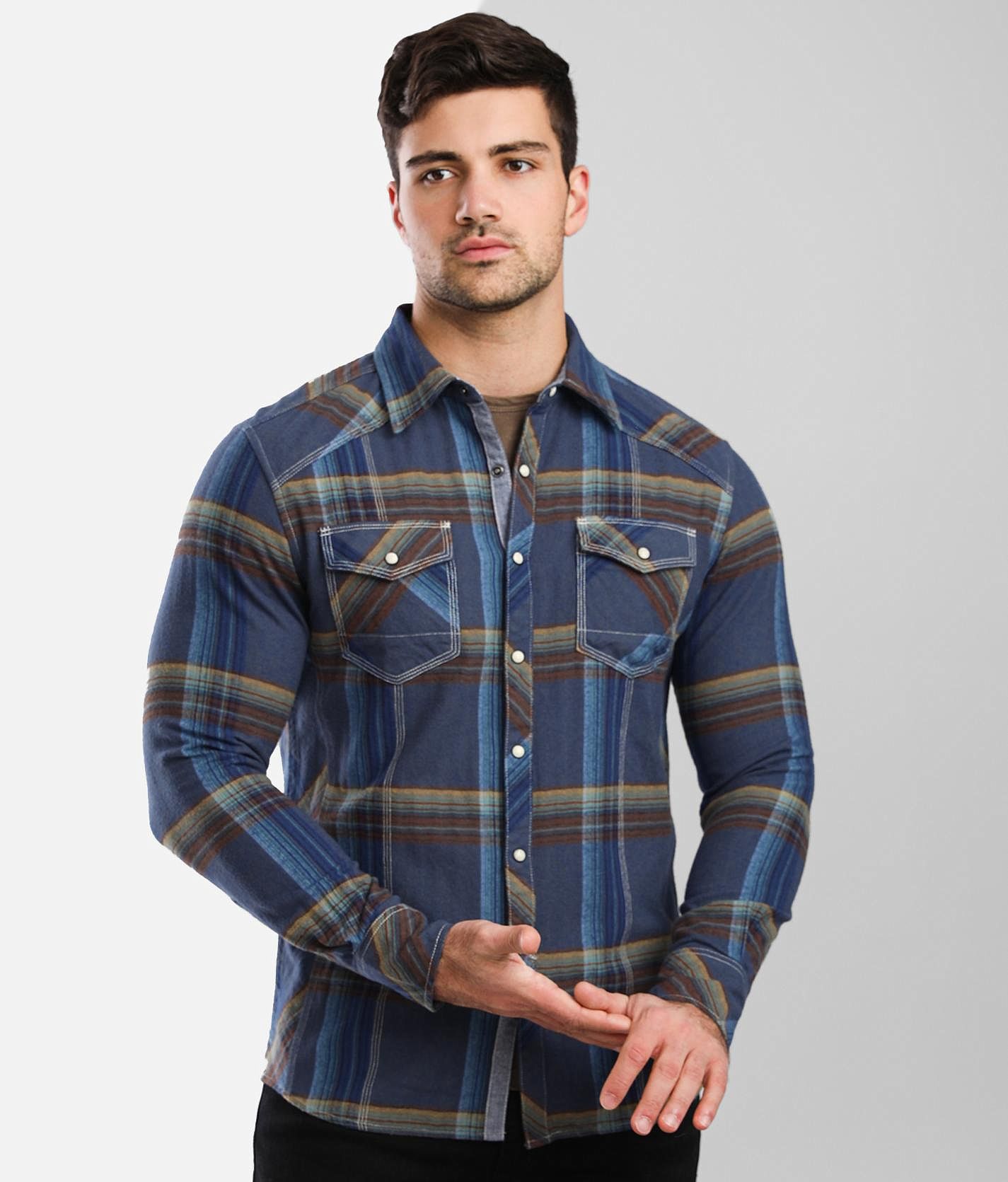 BKE Plaid Athletic Flannel Shirt - Men's Shirts in Red