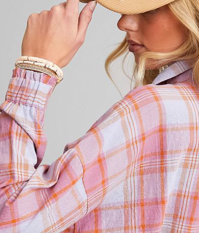 Gilded Intent Plaid Cropped Shirt misc detail 1 view