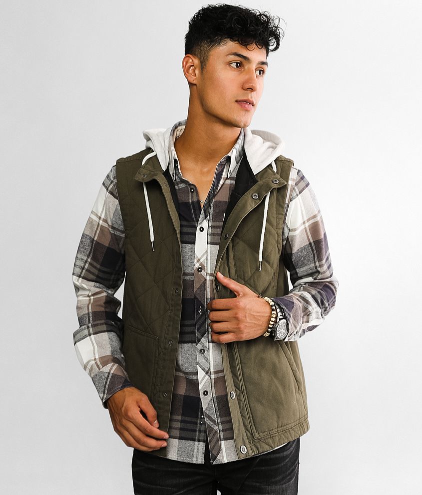 BKE Hooded Puffer Vest - Men's Coats/Jackets in Olive