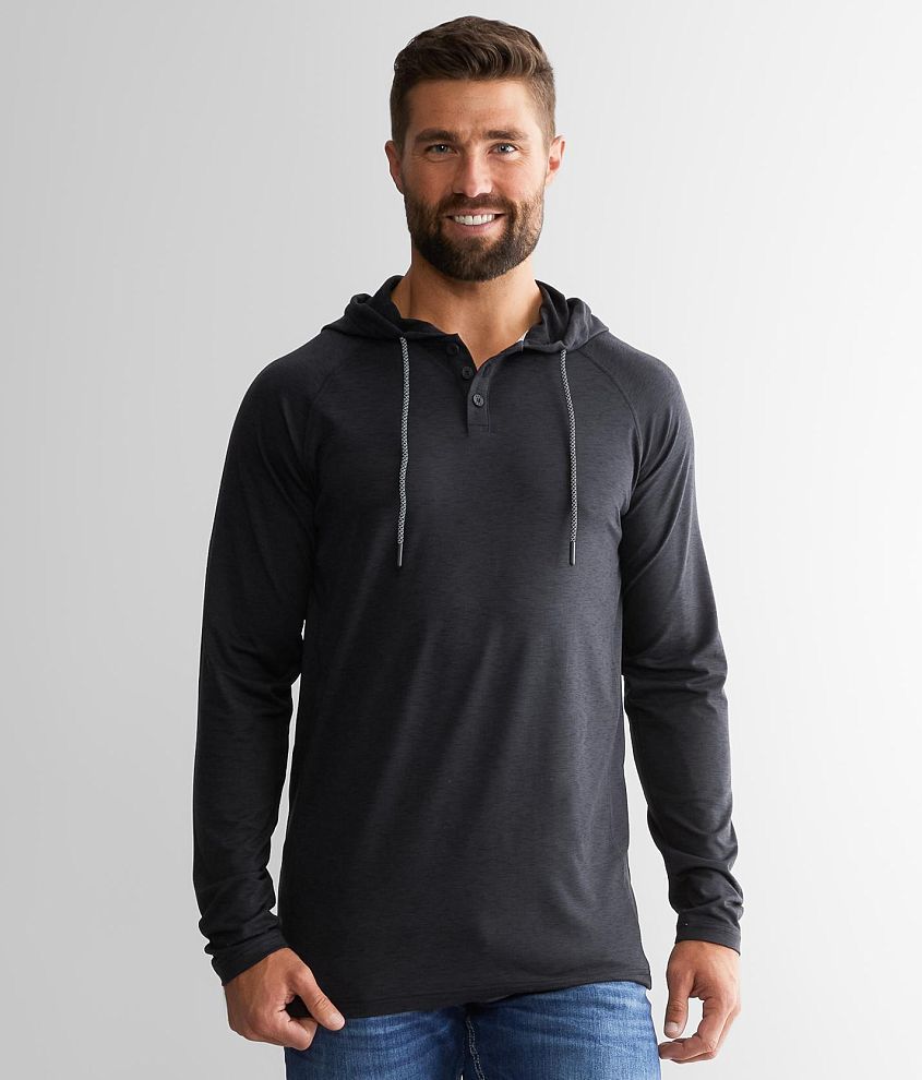 BKE Performance Henley Hoodie - Men's Sweatshirts in Black | Buckle