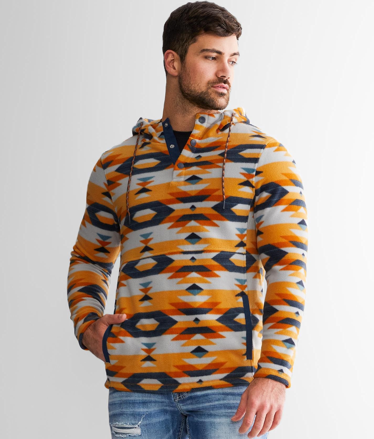 Departwest Hayes Soutwestern Hoodie - Men's Sweatshirts in Orange Blue |  Buckle