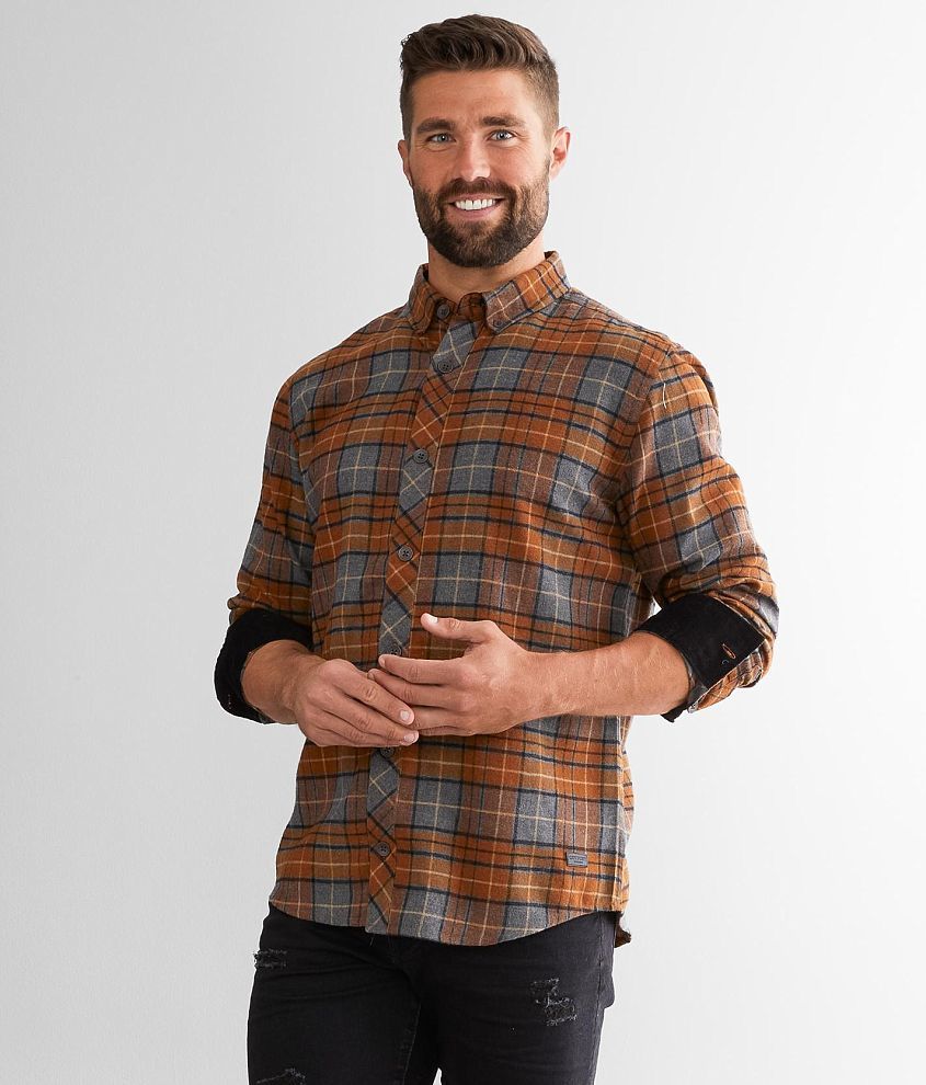 Black and best sale orange plaid shirt