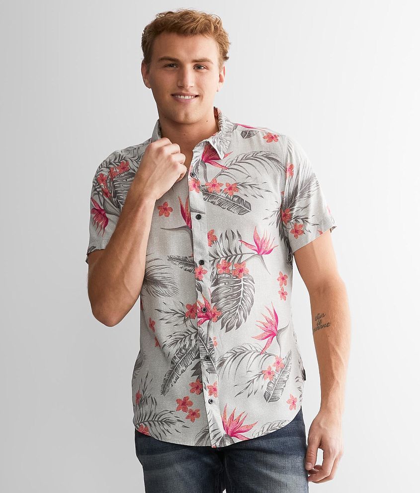 Departwest Tropical Floral Shirt - Men's Shirts in Pink Grey | Buckle