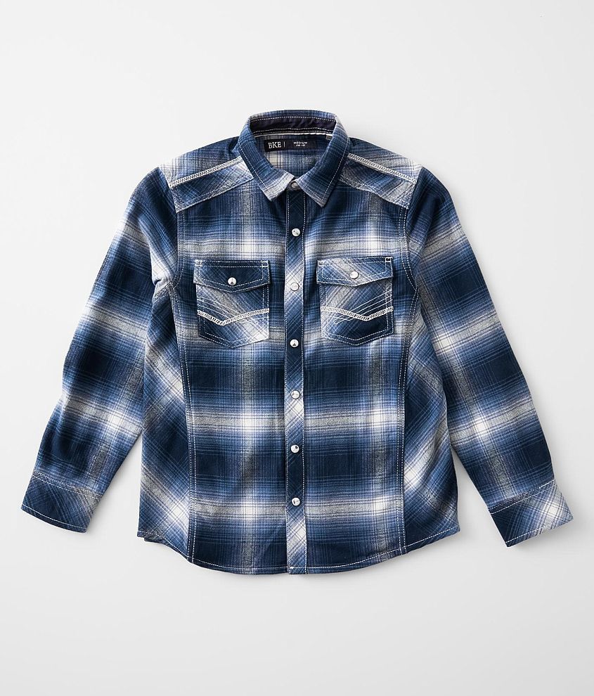 Boys - BKE Brushed Plaid Shirt front view