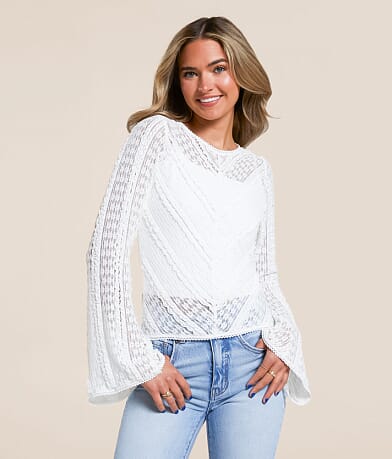 Willow & Root Ruffle Lace Top front view