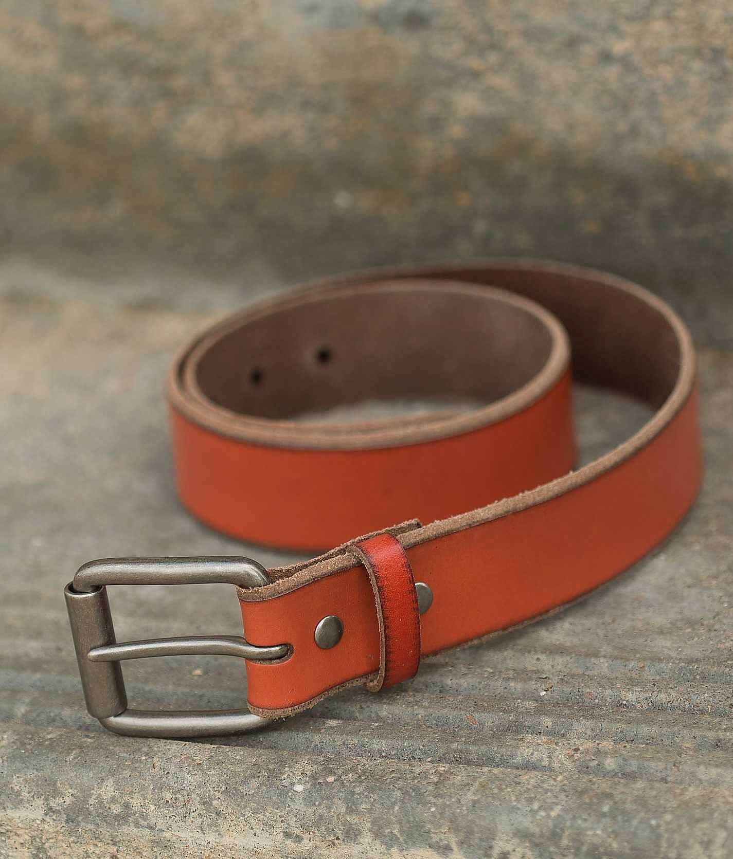 BILL ADLER Handcrafted Red Leather Buckle Belt Size 30 Vintage NEW Old Stock NOS WILLIAM ADLER Brown Embossed  main image 3