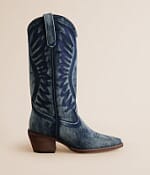 Steve Madden Albany Denim Western Boot - Women's Shoes in Denim