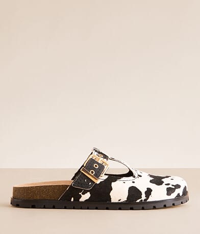 Steve Madden Atticus Cow Print Leather Cut-Out Clog front view